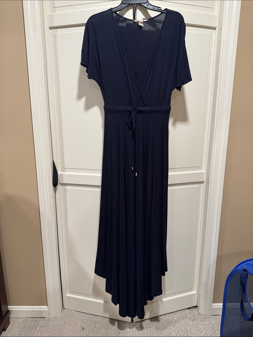 Banana Republic Navy V-Neck Maxi Dress with Waist Tie